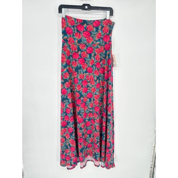 LuLaRoe Floral Slinky Maxi Skirt Strapless Dress S Roses Travel Resort Cruise - Picture 1 of 8